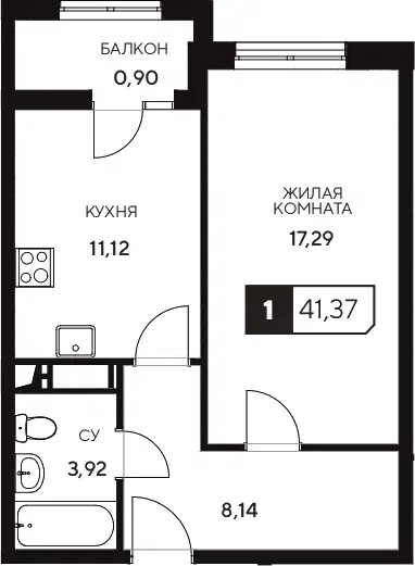 Планировка 1-к.кв