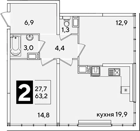 Планировка 3Е-к.кв