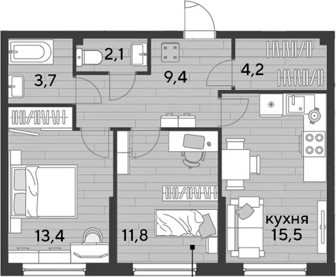 Планировка 2-к.кв