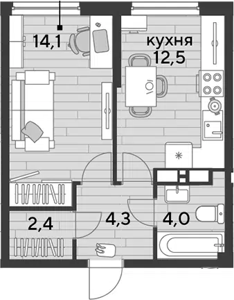 Планировка 1-к.кв