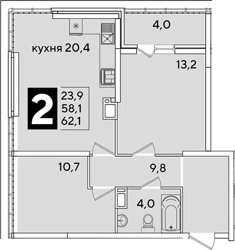 Планировка 3Е-к.кв