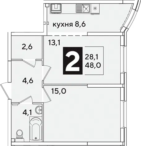 Планировка 2-к.кв