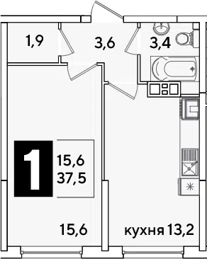Планировка 1-к.кв