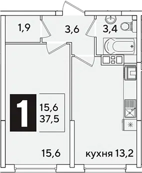 Планировка 1-к.кв