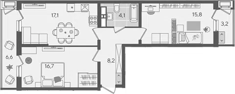 Планировка 3Е-к.кв