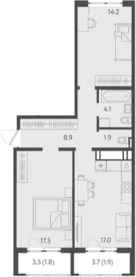 Планировка 3Е-к.кв