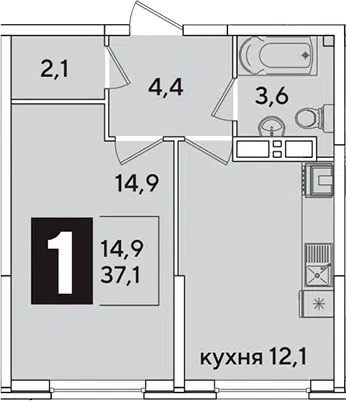 Планировка 1-к.кв