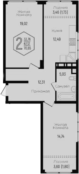 Планировка 3Е-к.кв
