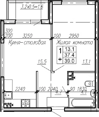 Планировка 1-к.кв