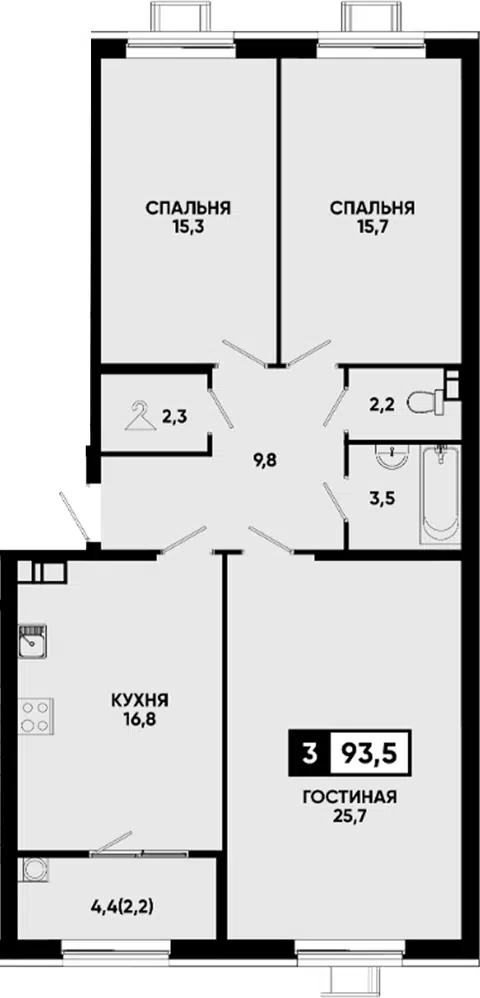 Планировка 3-к.кв