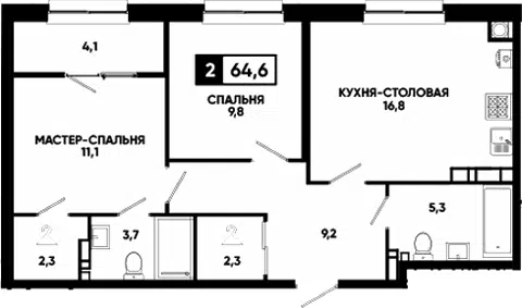 Планировка 3Е-к.кв