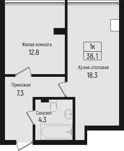 Планировка: 1-к.кв