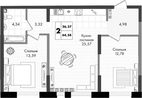 Планировка 3Е-к.кв