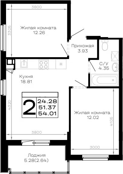 Планировка 2-к.кв