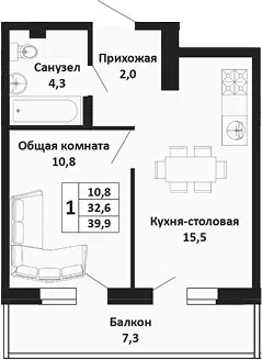 Планировка 2Е-к.кв