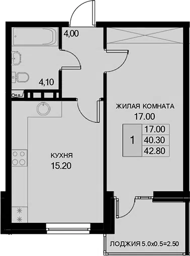 Планировка 1-к.кв
