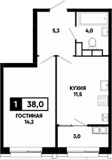 Планировка 1-к.кв