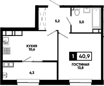 Планировка 1-к.кв