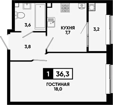 Планировка 1-к.кв