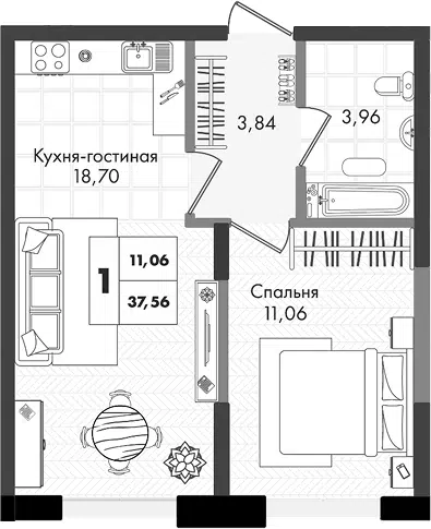 Планировка 2Е-к.кв