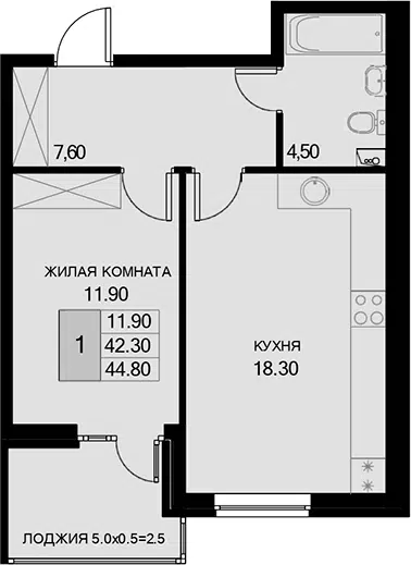 Планировка 1-к.кв