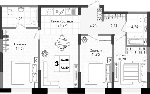 Планировка 4Е-к.кв