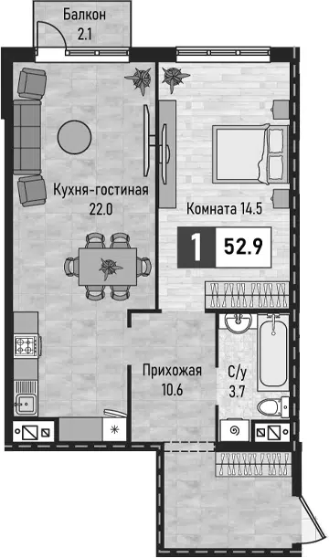 Планировка 2Е-к.кв