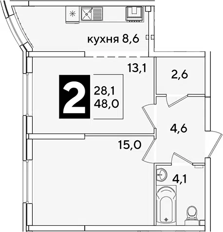 Планировка 2-к.кв