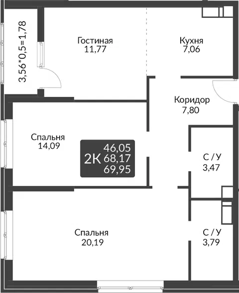 Планировка 3Е-к.кв