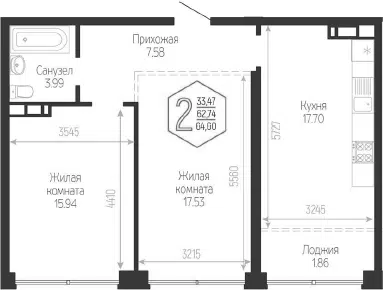 Планировка 3Е-к.кв