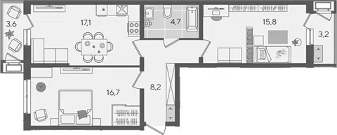 Планировка 3Е-к.кв