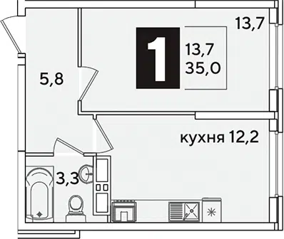 Планировка 1-к.кв