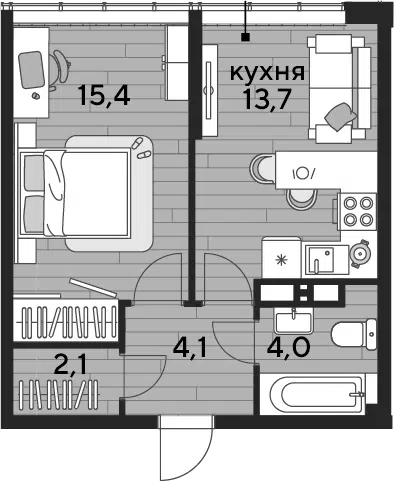 Планировка 1-к.кв
