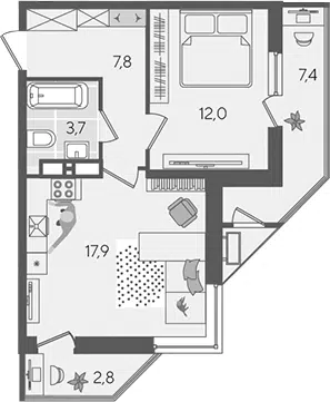 Планировка 2Е-к.кв