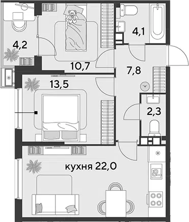 Планировка 3Е-к.кв
