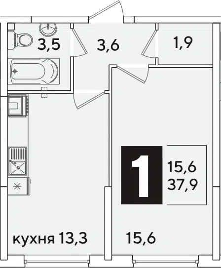 Планировка 1-к.кв