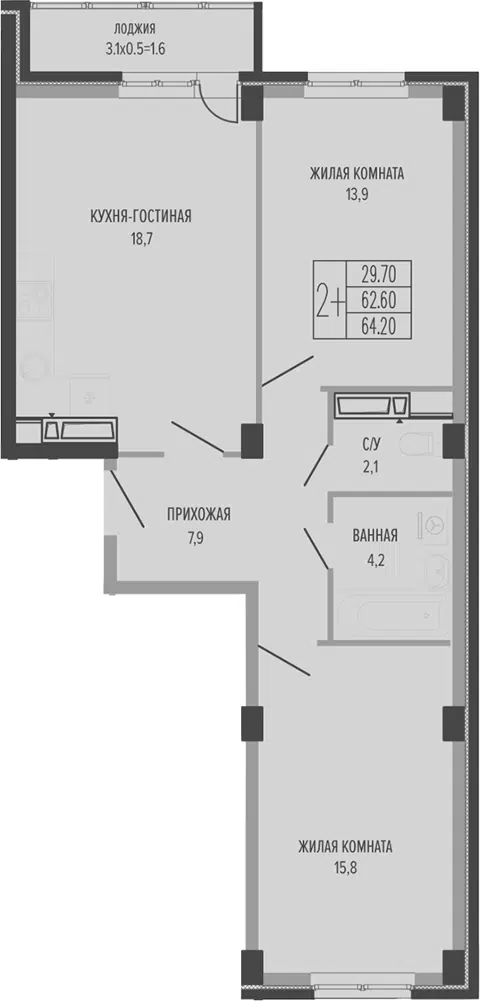 Планировка 3Е-к.кв