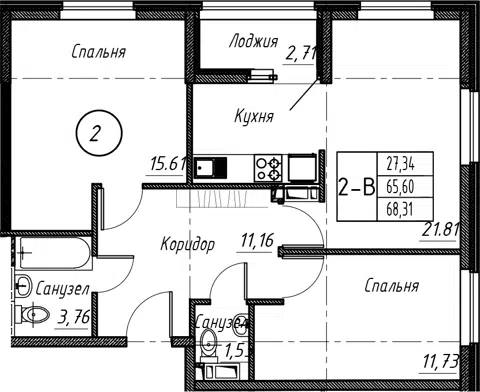 Планировка 3Е-к.кв
