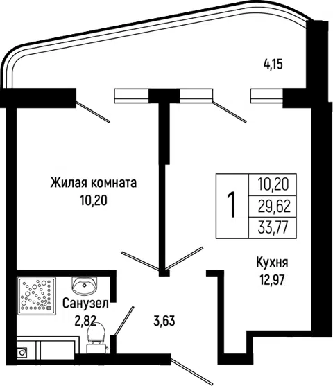 Планировка 1-к.кв