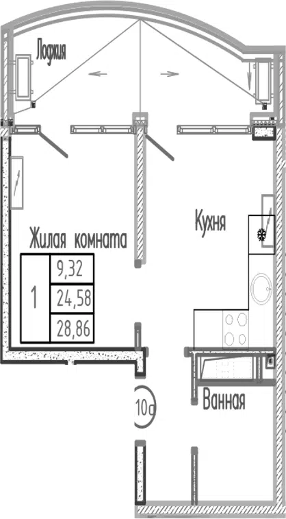 Планировка 1-к.кв