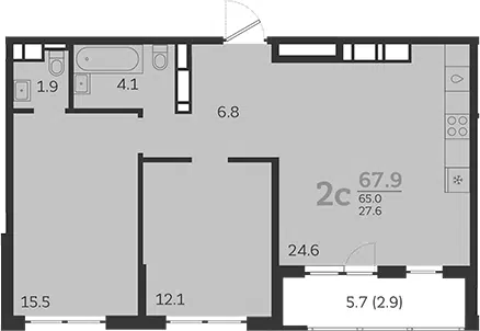Планировка 3Е-к.кв