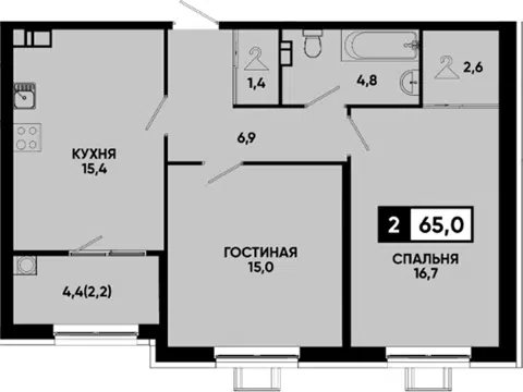 Планировка 2-к.кв