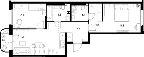 Планировка 3Е-к.кв