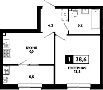 Планировка 1-к.кв
