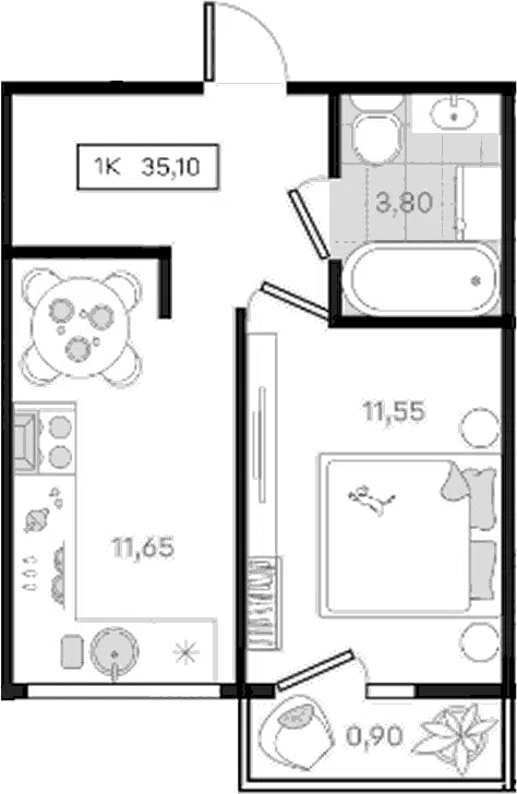Планировка 1-к.кв