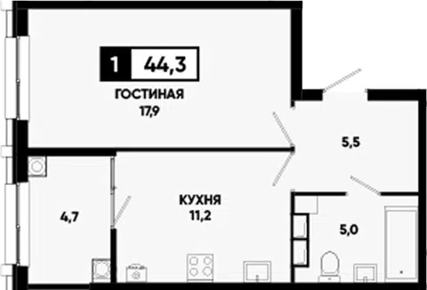Планировка 1-к.кв