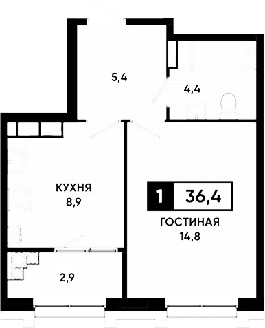Планировка 1-к.кв