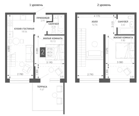 Планировка 2-к.кв