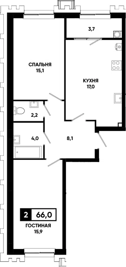 Планировка 2-к.кв