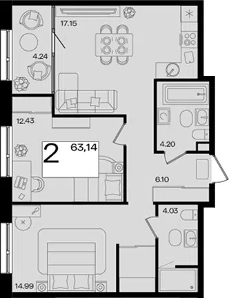 Планировка 3Е-к.кв